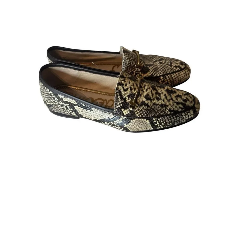 SAM EDELMAN 8  Lior Loafers Flats Roccia Snake Black Beige Loraine Leather